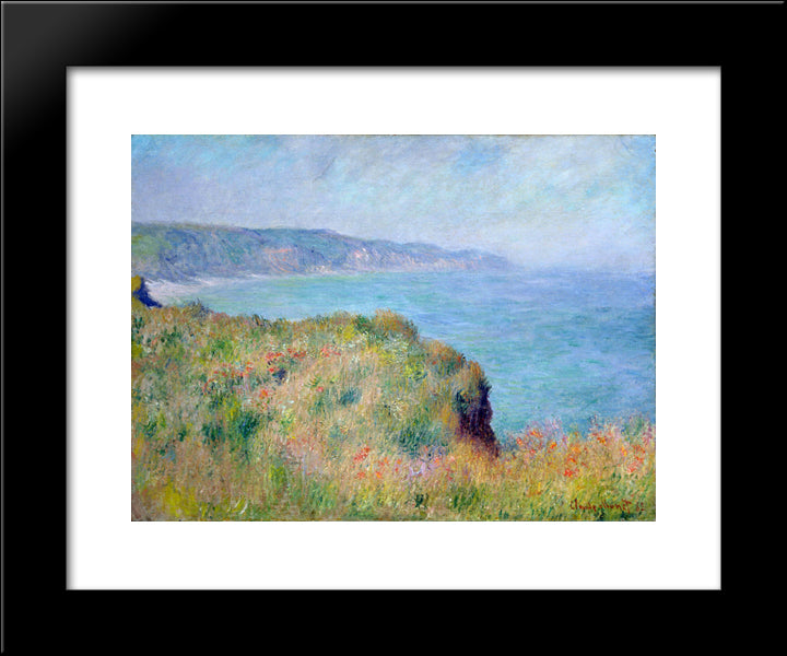 Cliff Near Pourville 20x24 Black Modern Wood Framed Art Print Poster by Monet, Claude