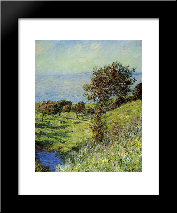 Cliffs Of Varengeville, Gust Of Wind 20x24 Black Modern Wood Framed Art Print Poster by Monet, Claude