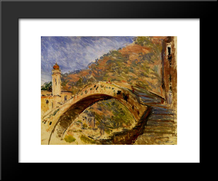 Dolceacqua, Bridge 20x24 Black Modern Wood Framed Art Print Poster by Monet, Claude