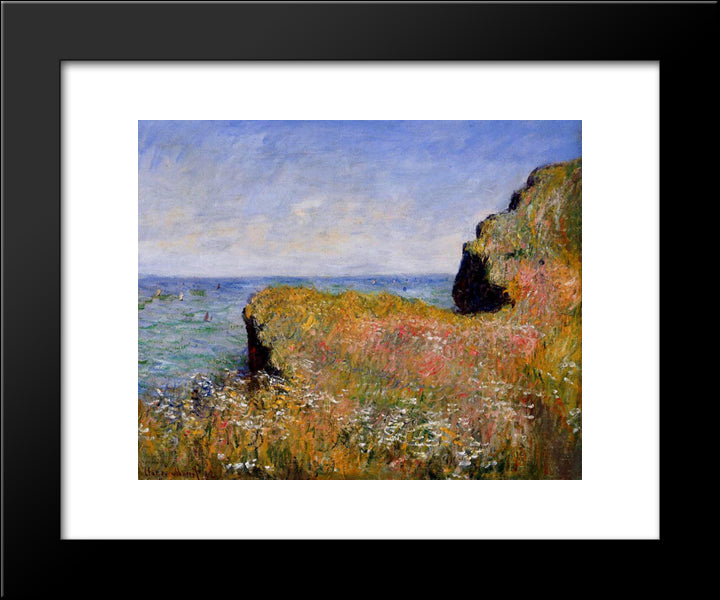 Edge Of The Cliff, Pourville 20x24 Black Modern Wood Framed Art Print Poster by Monet, Claude