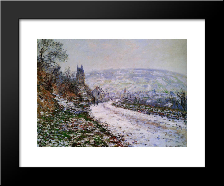 Entering The Village Of Vetheuil In Winter 20x24 Black Modern Wood Framed Art Print Poster by Monet, Claude