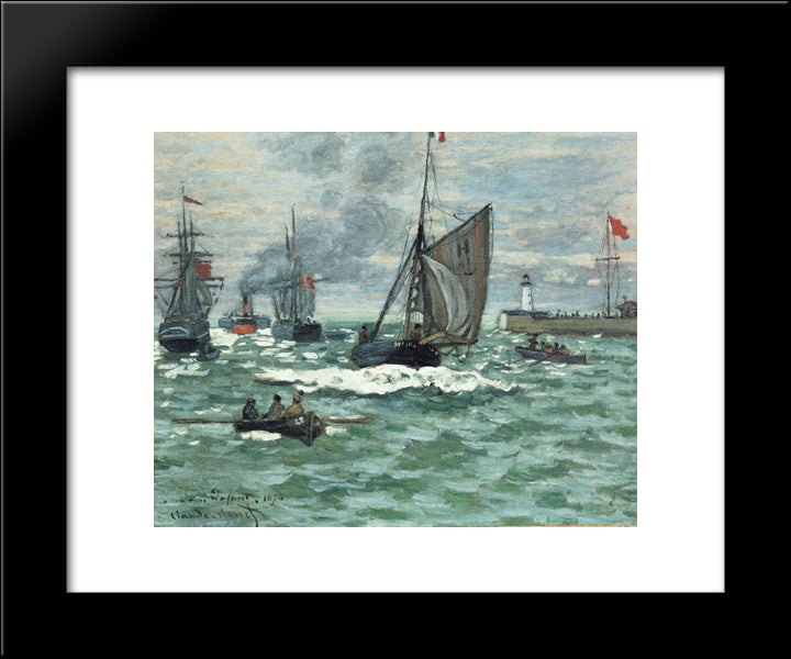 Entrance To The Port Of Honfleur 20x24 Black Modern Wood Framed Art Print Poster by Monet, Claude