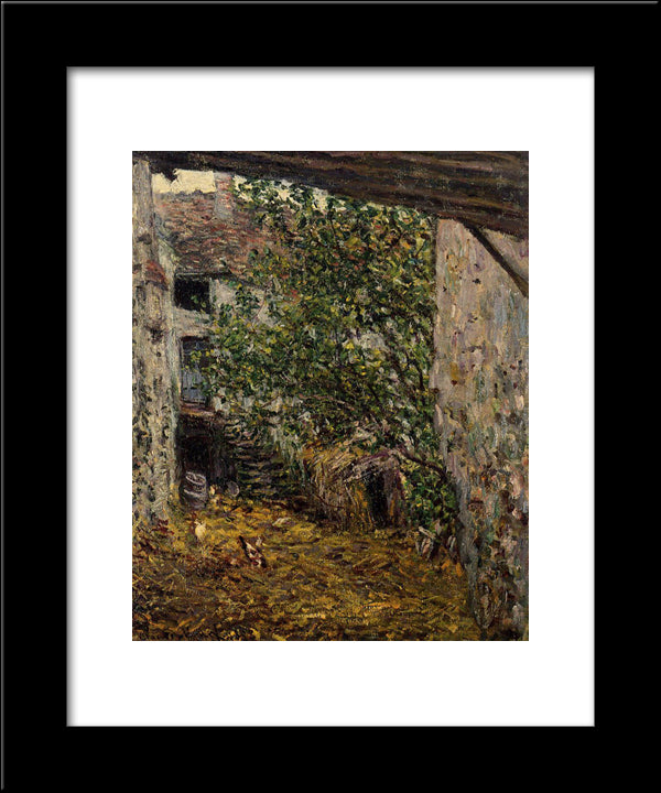 Farmyard 20x24 Black Modern Wood Framed Art Print Poster by Monet, Claude