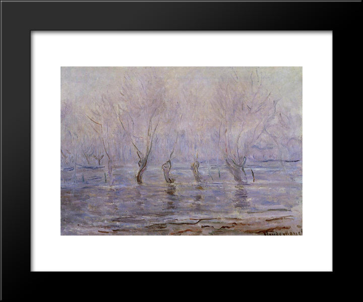Flood At Giverny 20x24 Black Modern Wood Framed Art Print Poster by Monet, Claude