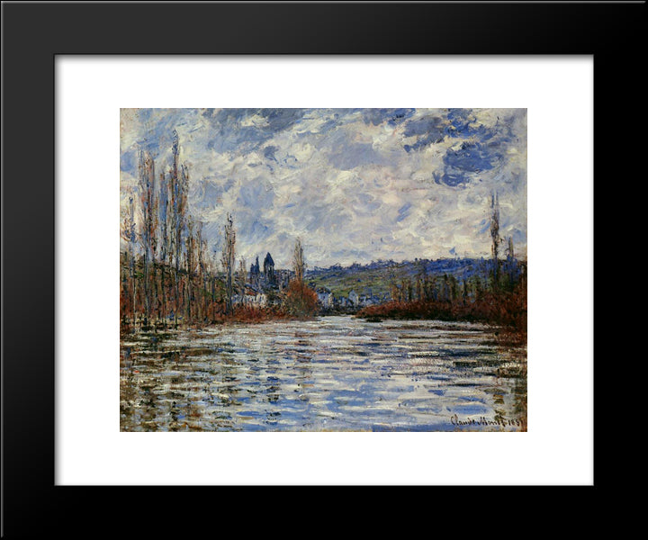 Flood Of The Seine At Vetheuil 20x24 Black Modern Wood Framed Art Print Poster by Monet, Claude