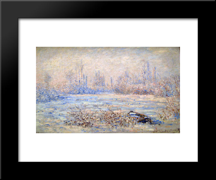 Frost Near Vetheuil 20x24 Black Modern Wood Framed Art Print Poster by Monet, Claude