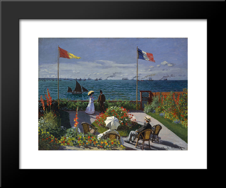 Garden At Sainte-Adresse 20x24 Black Modern Wood Framed Art Print Poster by Monet, Claude