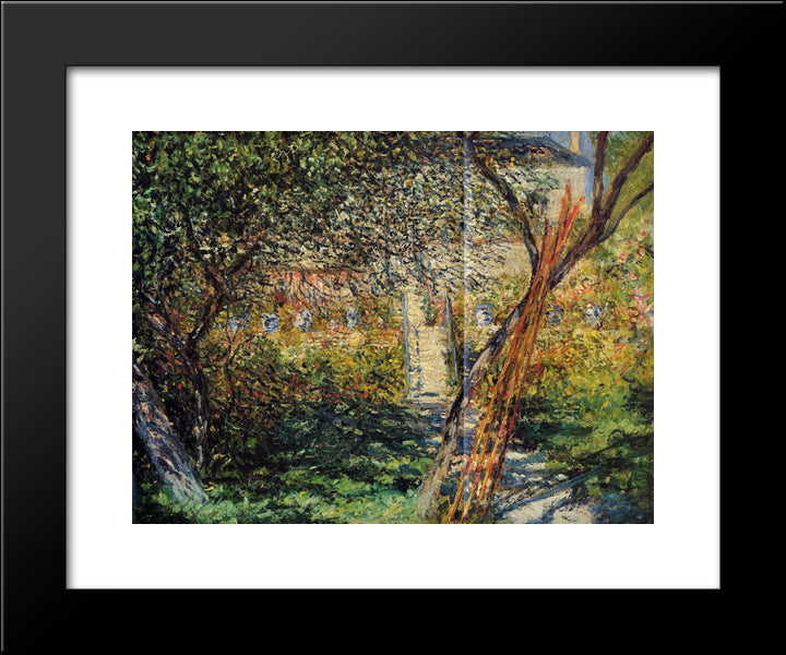 Garden At Vetheuil 20x24 Black Modern Wood Framed Art Print Poster by Monet, Claude