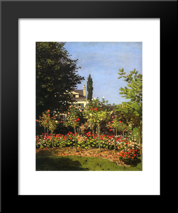 Garden In Bloom At Sainte-Addresse 20x24 Black Modern Wood Framed Art Print Poster by Monet, Claude