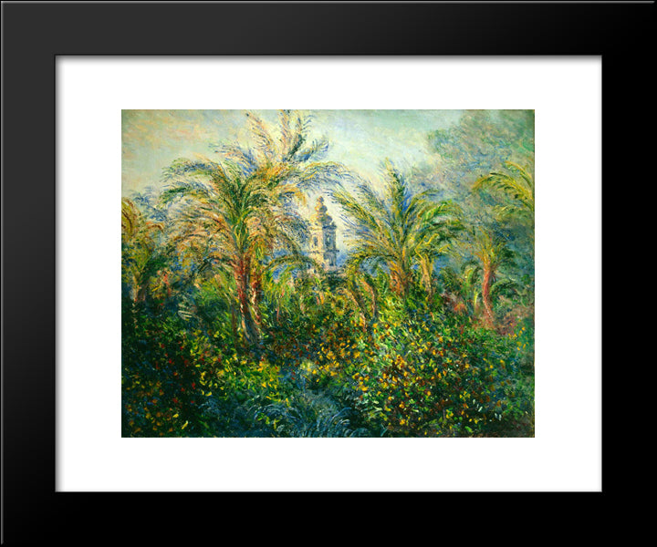 Garden In Bordighera, Impression Of Morning 20x24 Black Modern Wood Framed Art Print Poster by Monet, Claude