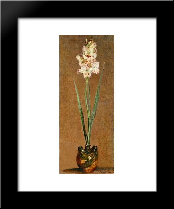 Gladiolus 20x24 Black Modern Wood Framed Art Print Poster by Monet, Claude