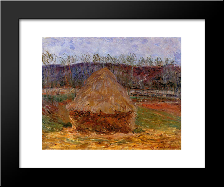 Grainstack At Giverny 20x24 Black Modern Wood Framed Art Print Poster by Monet, Claude
