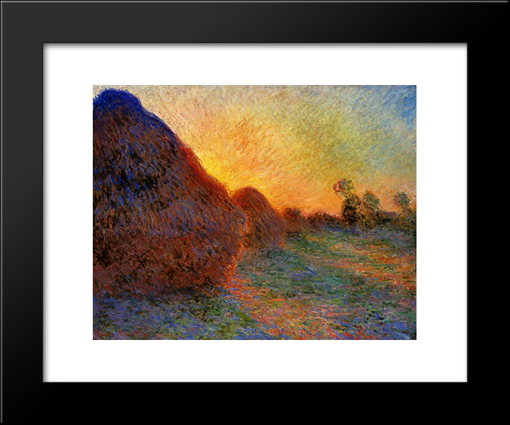 Grainstacks 20x24 Black Modern Wood Framed Art Print Poster by Monet, Claude