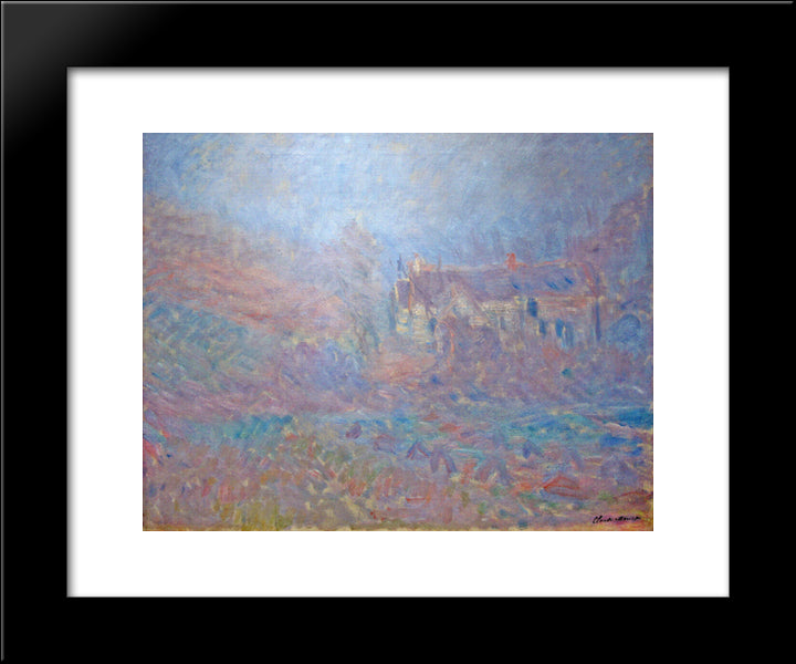 Houses At Falaise In The Fog 20x24 Black Modern Wood Framed Art Print Poster by Monet, Claude