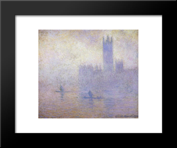 Houses Of Parliament, Fog Effect 20x24 Black Modern Wood Framed Art Print Poster by Monet, Claude