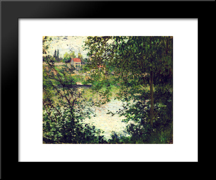 Ile De La Grande Jatte Through The Trees 20x24 Black Modern Wood Framed Art Print Poster by Monet, Claude
