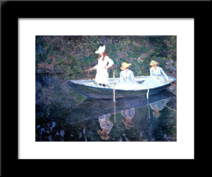 In The Norvegienne Boat At Giverny 20x24 Black Modern Wood Framed Art Print Poster by Monet, Claude