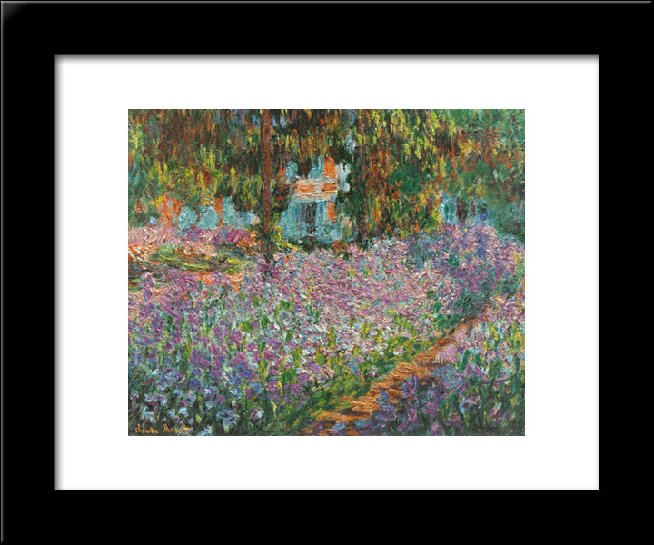 Irises In Monet'S Garden 20x24 Black Modern Wood Framed Art Print Poster by Monet, Claude