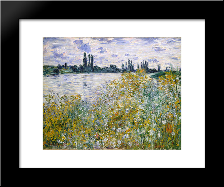Isle Of Flowers On Siene Near Vetheuil 20x24 Black Modern Wood Framed Art Print Poster by Monet, Claude