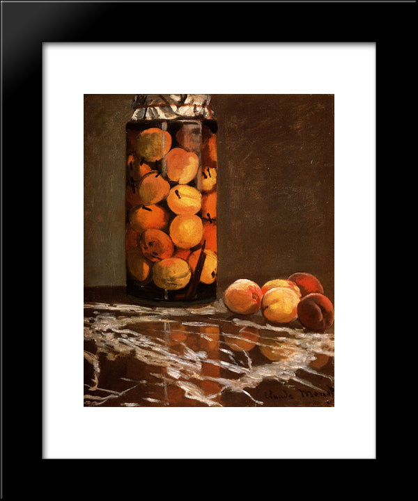 Jar Of Peaches 20x24 Black Modern Wood Framed Art Print Poster by Monet, Claude