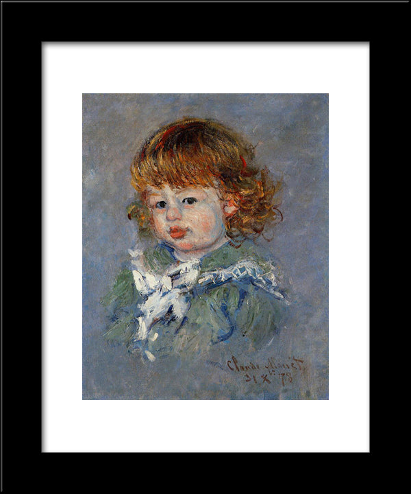 Jean-Pierre Hoschede, Called 'Bebe Jean' 20x24 Black Modern Wood Framed Art Print Poster by Monet, Claude