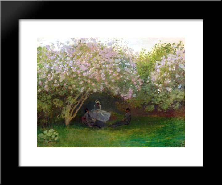 Lilacs, Grey Weather 20x24 Black Modern Wood Framed Art Print Poster by Monet, Claude