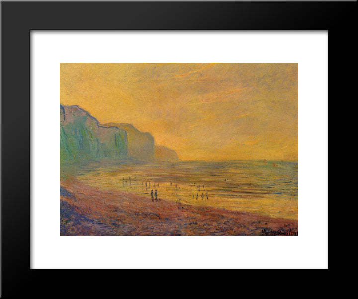 Low Tide At Pourville, Misty Weather 20x24 Black Modern Wood Framed Art Print Poster by Monet, Claude