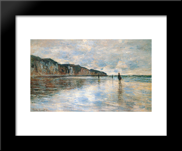 Low Tide At Pourville 20x24 Black Modern Wood Framed Art Print Poster by Monet, Claude