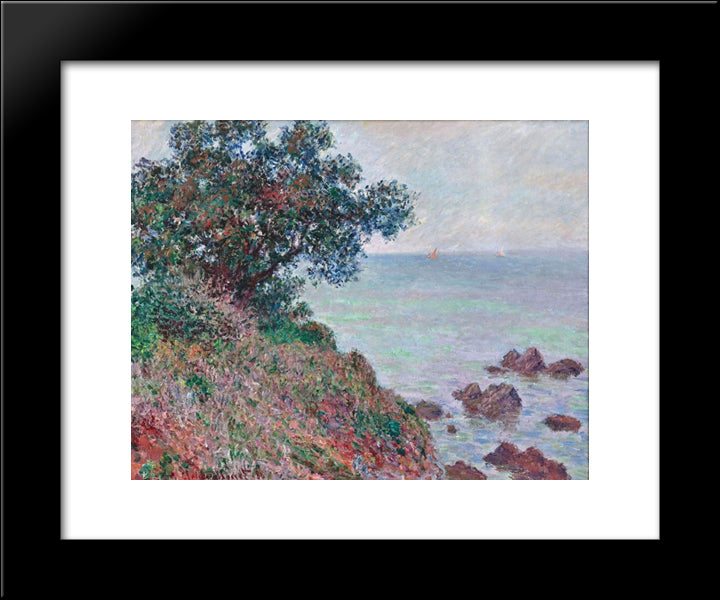 Mediteranian Coast, Grey Day 20x24 Black Modern Wood Framed Art Print Poster by Monet, Claude