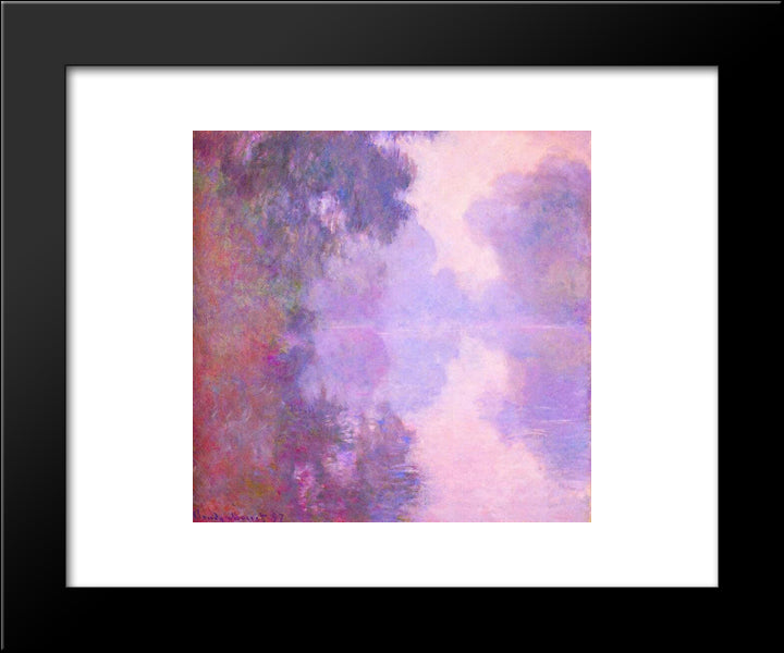 Misty Morning On The Seine 20x24 Black Modern Wood Framed Art Print Poster by Monet, Claude