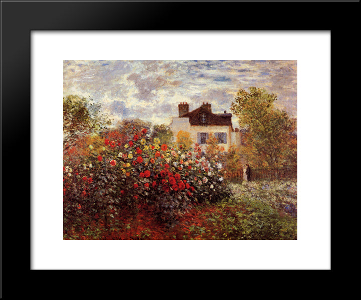 Monet'S Garden In Argenteuil Sun 20x24 Black Modern Wood Framed Art Print Poster by Monet, Claude