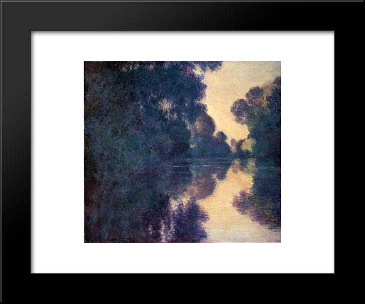 Morning On The Seine, Clear Weather 20x24 Black Modern Wood Framed Art Print Poster by Monet, Claude