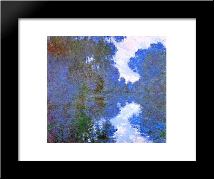 Morning On The Seine, Clear Weather 02 20x24 Black Modern Wood Framed Art Print Poster by Monet, Claude