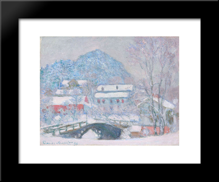 Norway, Sandviken Village In The Snow 20x24 Black Modern Wood Framed Art Print Poster by Monet, Claude