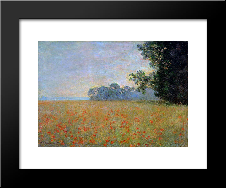 Oat And Poppy Field 20x24 Black Modern Wood Framed Art Print Poster by Monet, Claude