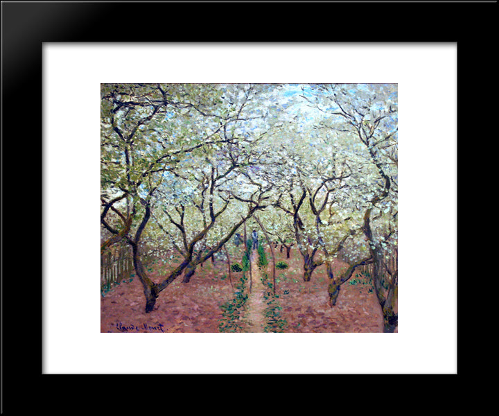 Orchard In Bloom 20x24 Black Modern Wood Framed Art Print Poster by Monet, Claude