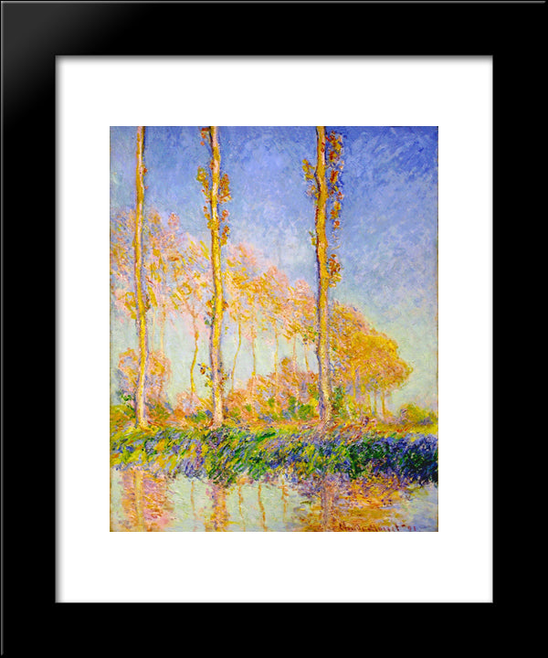 Poplars, Autumn, Pink Effect 20x24 Black Modern Wood Framed Art Print Poster by Monet, Claude