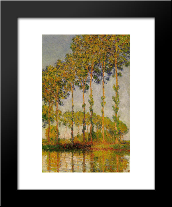 Poplars, Row In Autumn 20x24 Black Modern Wood Framed Art Print Poster by Monet, Claude