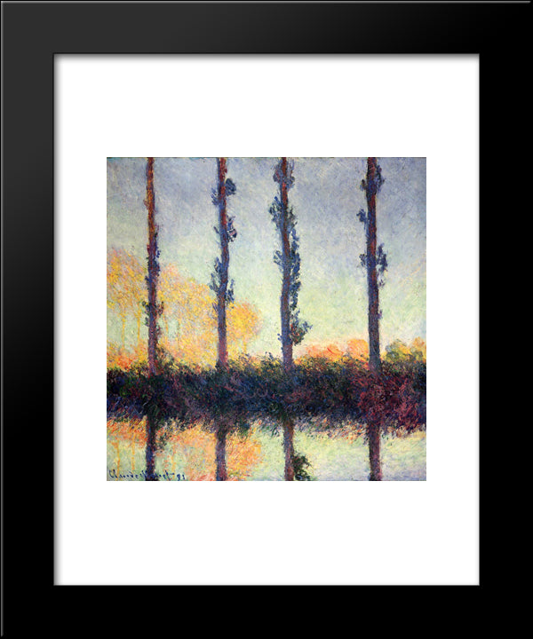 Poplars (Four Trees) 20x24 Black Modern Wood Framed Art Print Poster by Monet, Claude