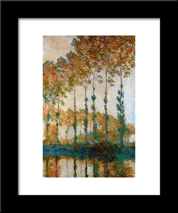 Poplars On The Banks Of The Epte, Autumn 20x24 Black Modern Wood Framed Art Print Poster by Monet, Claude
