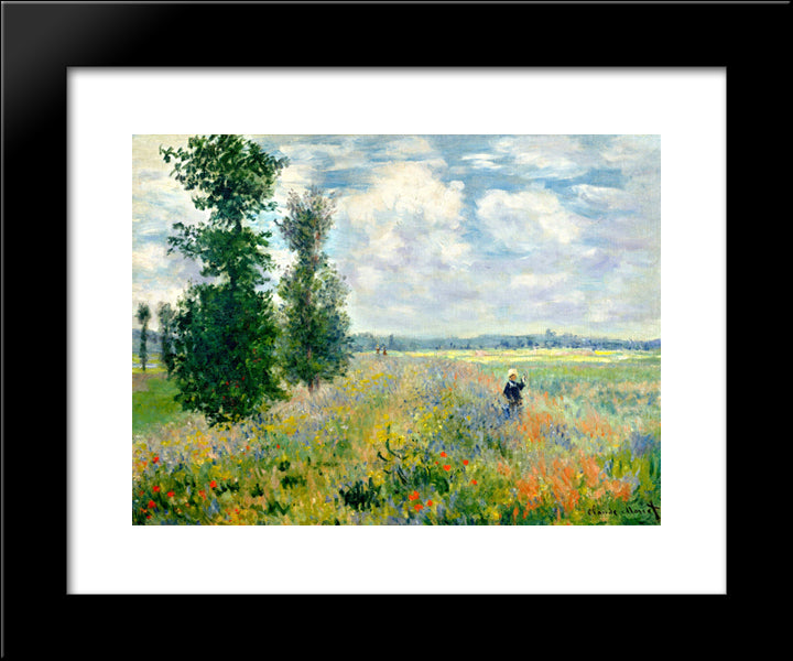 Poppy Field, Argenteuil 20x24 Black Modern Wood Framed Art Print Poster by Monet, Claude