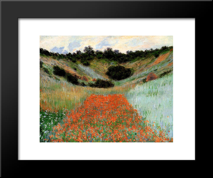 Poppy Field In A Hollow Near Giverny 20x24 Black Modern Wood Framed Art Print Poster by Monet, Claude