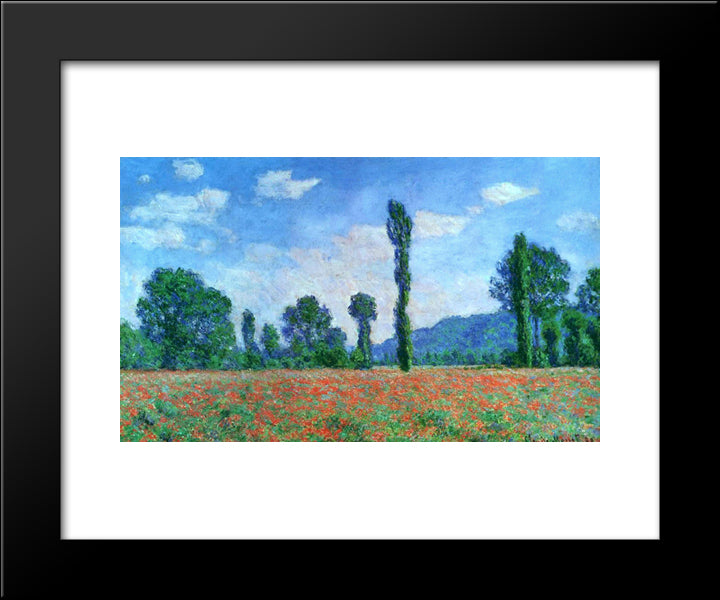 Poppy Field In Giverny 20x24 Black Modern Wood Framed Art Print Poster by Monet, Claude