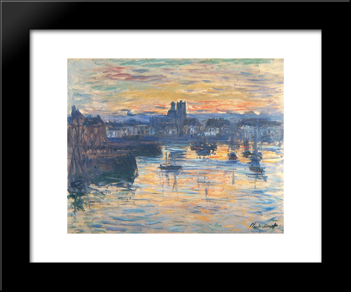 Port Of Dieppe, Evening 20x24 Black Modern Wood Framed Art Print Poster by Monet, Claude