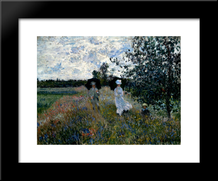 Promenade Near Argenteuil 20x24 Black Modern Wood Framed Art Print Poster by Monet, Claude
