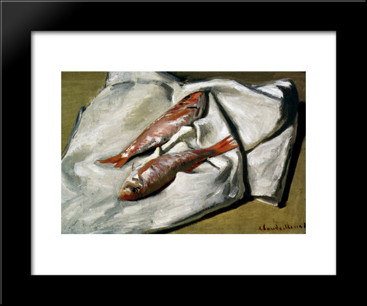 Red Mullets 20x24 Black Modern Wood Framed Art Print Poster by Monet, Claude