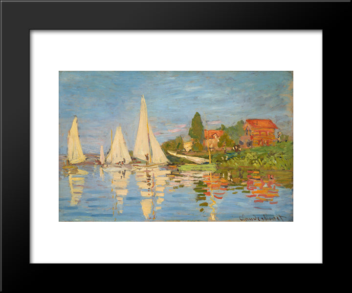 Regatta At Argenteuil 20x24 Black Modern Wood Framed Art Print Poster by Monet, Claude