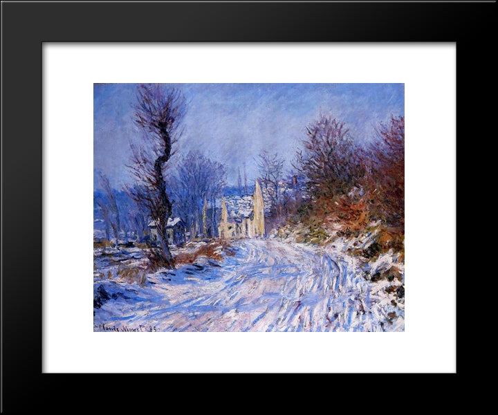 Road To Giverny In Winter 20x24 Black Modern Wood Framed Art Print Poster by Monet, Claude