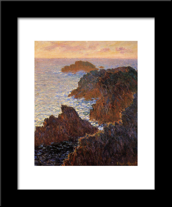 Rocks At Belle-Ile, Port-Domois 20x24 Black Modern Wood Framed Art Print Poster by Monet, Claude