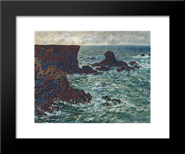 Rocks At Port Coton, The Lion Rock 20x24 Black Modern Wood Framed Art Print Poster by Monet, Claude